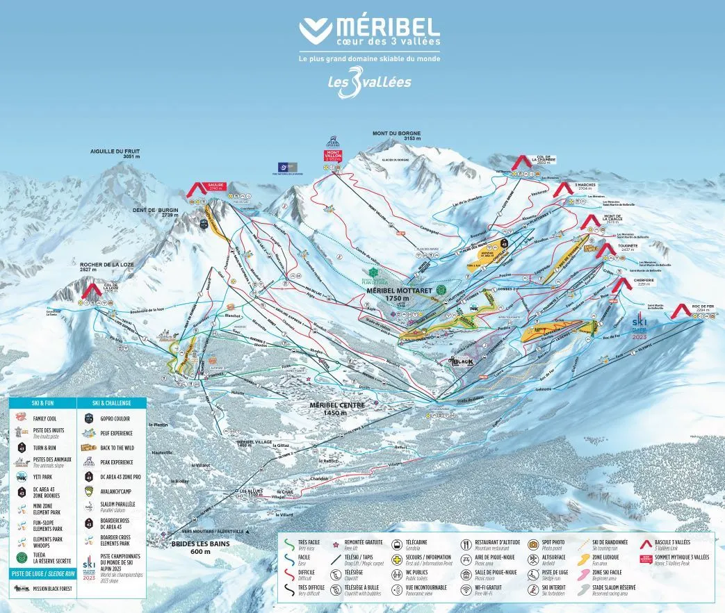 Plan des pistes de Méribel